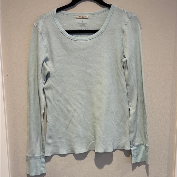 Polo by Ralph Lauren Vntg. Blue Fitted Long Sleeve Waffle Top - M - Picture 1 of 9